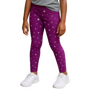 Athletic Works Large (10-12) Leggings Kids Maroon With Silver Stars Print